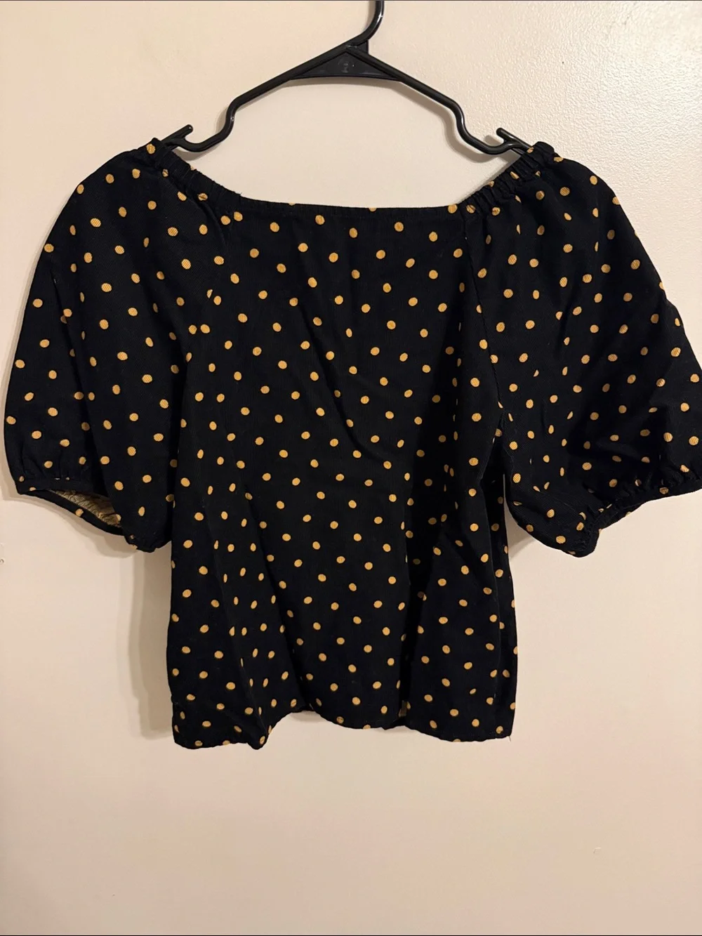 Madewell‎ Corduroy Puff-Sleeve Wrap Top in Oval Dot Estimated Size Small